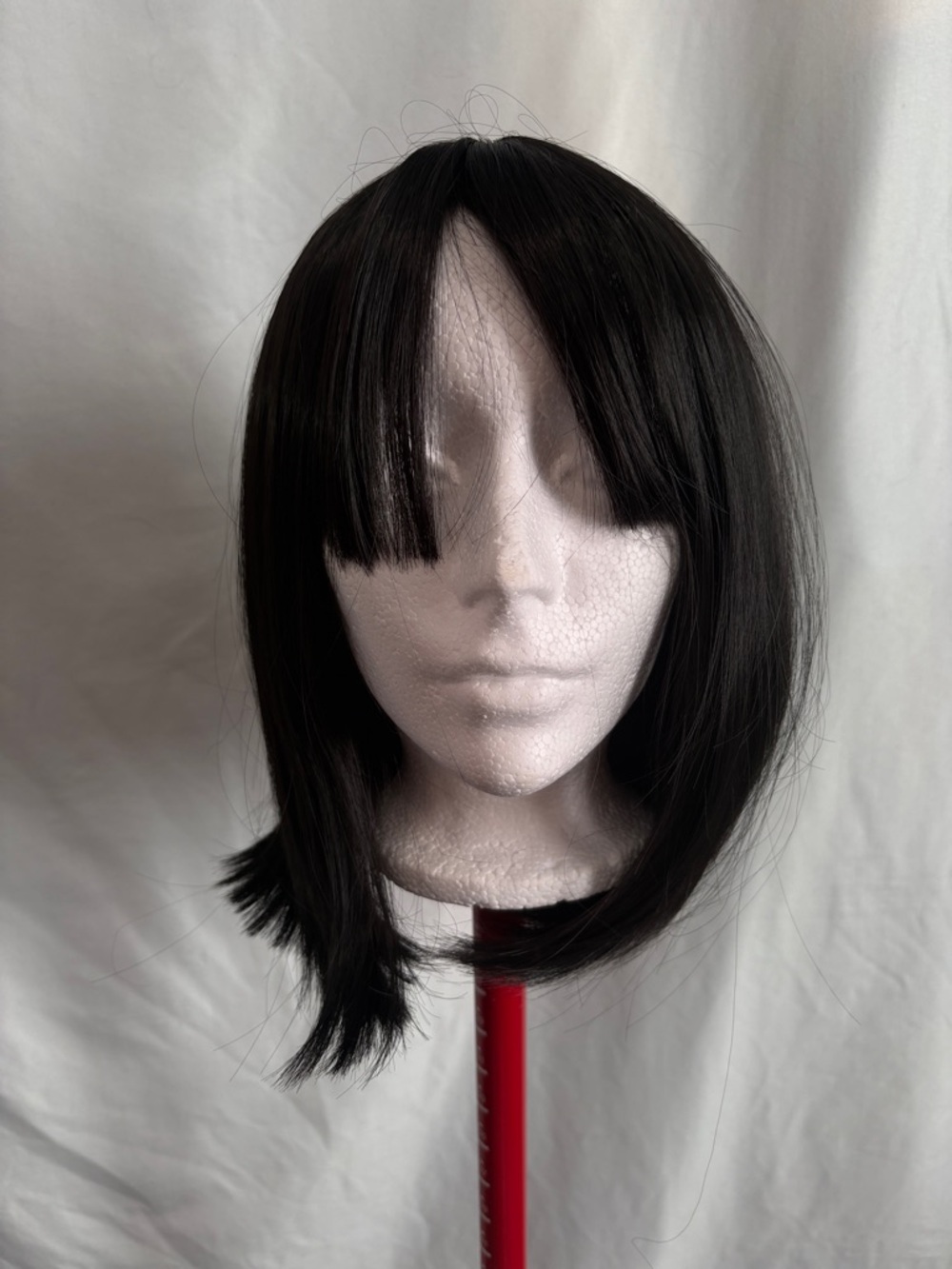 Sleek Black Straight Bob Wig with Blunt Fringe